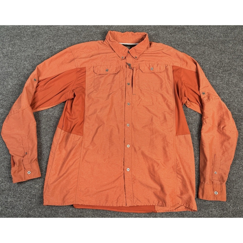 Wrangler‎ Outdoor Mens Shirt 2XT Long Sleeve Button Down Zip Pocket Orange